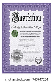 Violet Retro invitation. Retro design. With quality background. Vector illustration. 