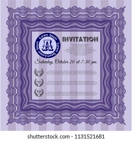 Violet Retro invitation. Detailed. Complex background. Money design. 