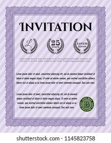 Violet Retro invitation. Easy to print. Customizable, Easy to edit and change colors. Sophisticated design. 