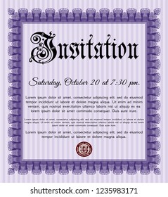 Violet Retro invitation. Easy to print. Artistry design. Customizable, Easy to edit and change colors. 