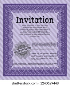 Violet Retro invitation. Easy to print. Customizable, Easy to edit and change colors. Elegant design. 