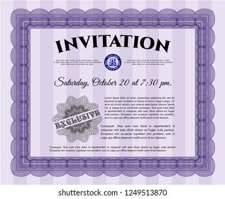 Violet Retro invitation. Easy to print. Vector illustration. Good design. 
