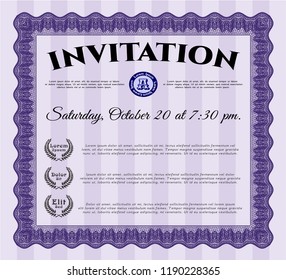 Violet Retro invitation. Elegant design. Complex background. Customizable, Easy to edit and change colors. 