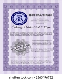 Violet Retro invitation. Excellent design. With quality background. Detailed. 