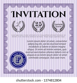 Violet Retro invitation. Excellent design. Complex background. Customizable, Easy to edit and change colors. 