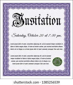 Violet Retro invitation. Excellent design. Vector illustration. Printer friendly. 