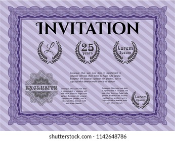 Violet Retro invitation. Good design. Vector illustration. With background. 