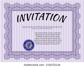 Violet Retro invitation. Good design. Easy to print. Customizable, Easy to edit and change colors. 