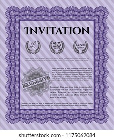 Violet Retro invitation. Good design. With background. Vector illustration. 