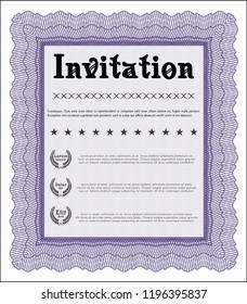 Violet Retro invitation. Good design. Customizable, Easy to edit and change colors. With background. 