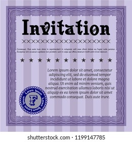 Violet Retro invitation. Good design. With guilloche pattern. Vector illustration. 