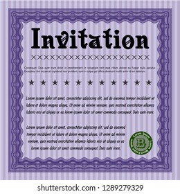 Violet Retro invitation. Good design. Customizable, Easy to edit and change colors. With great quality guilloche pattern. 