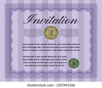 Violet Retro invitation. Good design. Complex background. Vector illustration. 