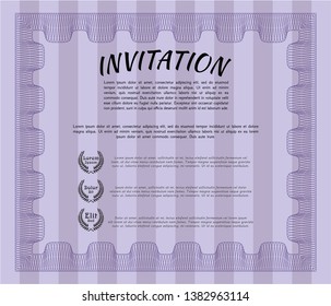 Violet Retro invitation. Good design. With quality background. Vector illustration. 
