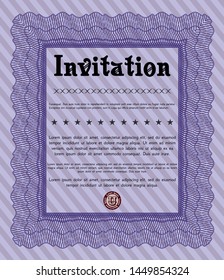 Violet Retro invitation. With great quality guilloche pattern. Nice design. Customizable, Easy to edit and change colors. 