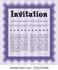 Violet Retro invitation. With linear background. Vector illustration. Superior design. 