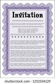 Violet Retro invitation. With linear background. Money Pattern. Vector illustration. 