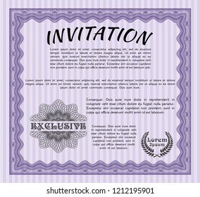 Violet Retro invitation. Modern design. Vector illustration. Easy to print. 