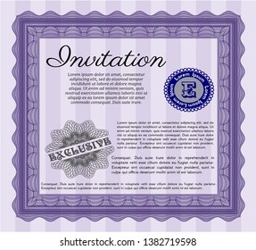 Violet Retro invitation. Modern design. Printer friendly. Customizable, Easy to edit and change colors. 