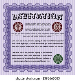 Violet Retro invitation. Modern design. With guilloche pattern. Customizable, Easy to edit and change colors. 