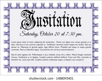 Violet Retro invitation. Modern design. With quality background. Customizable, Easy to edit and change colors. 