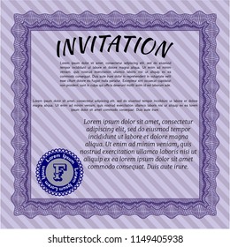 Violet Retro invitation. Money design. Printer friendly. Customizable, Easy to edit and change colors. 