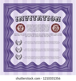 Violet Retro invitation. Money design. Customizable, Easy to edit and change colors. Printer friendly. 