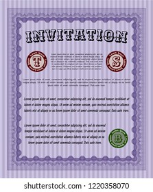 Violet Retro invitation. Money design. Customizable, Easy to edit and change colors. Printer friendly. 