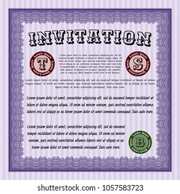        Violet Retro invitation. Money Pattern design. Printer friendly. Vector illustration. 
