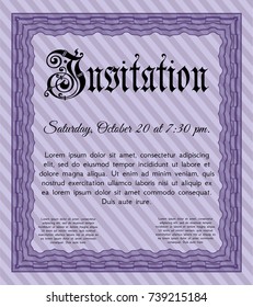 Violet Retro invitation. Money Pattern design. Customizable, Easy to edit and change colors. Printer friendly. 