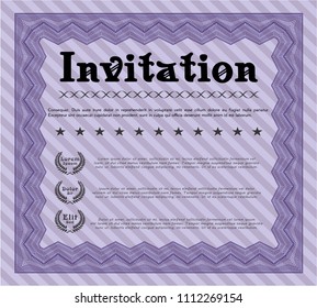 Violet Retro invitation. Nice design. Vector illustration. With complex background. 