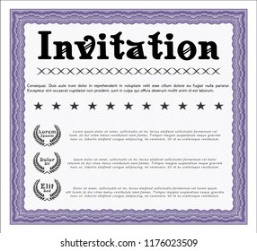 Violet Retro invitation. Nice design. With complex linear background. Customizable, Easy to edit and change colors. 