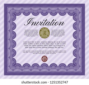 Violet Retro invitation. Nice design. Customizable, Easy to edit and change colors. Easy to print. 