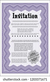 Violet Retro invitation. Perfect design. Printer friendly. Vector illustration. 