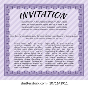  Violet Retro invitation. Printer friendly. Vector illustration. Good design. 