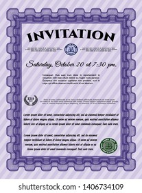 Violet Retro invitation. Printer friendly. Vector illustration. Superior design. 