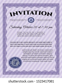 Violet Retro invitation. Printer friendly. Nice design. Customizable, Easy to edit and change colors. 
