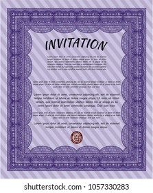 Violet Retro invitation. With quality background. Lovely design. Detailed. 