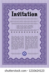 Violet Retro invitation. With quality background. Vector illustration. Money Pattern design. 