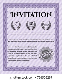 Violet Retro invitation. Sophisticated design. Customizable, Easy to edit and change colors. With complex background. 