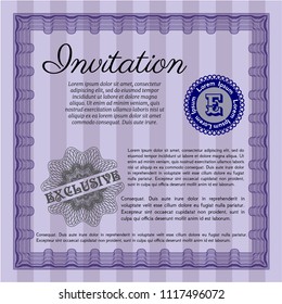 Violet Retro invitation. Superior design. Printer friendly. Customizable, Easy to edit and change colors. 