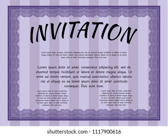 Violet Retro invitation template. With background. Detailed. Perfect design. 