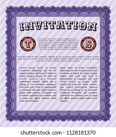 Violet Retro invitation template. With background. Money Pattern. Customizable, Easy to edit and change colors. 