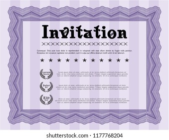 Violet Retro invitation template. With background. Money design. Customizable, Easy to edit and change colors. 