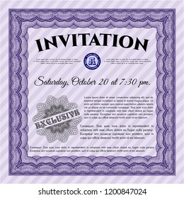 Violet Retro invitation template. With background. Excellent design. Customizable, Easy to edit and change colors. 