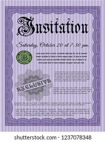 Violet Retro invitation template. With background. Sophisticated design. Customizable, Easy to edit and change colors. 