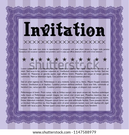 violet retro invitation template beauty design stock vector royalty
