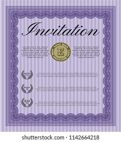 Violet Retro invitation template. With complex linear background. Good design. Vector illustration. 