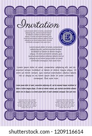 Violet Retro invitation template. With complex background. Good design. Customizable, Easy to edit and change colors. 