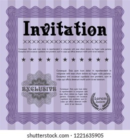 Violet Retro invitation template. Complex background. Vector illustration. Modern design. 